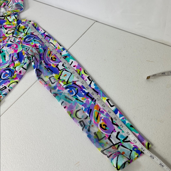 IBKUL Sze M Hoodie Top Vibrant Modern Print Long Sleeve Pickleball Golf Tennis - Picture 8 of 9